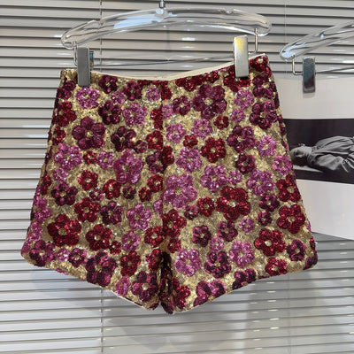 New Personalized Sequin Flower Shorts For Women