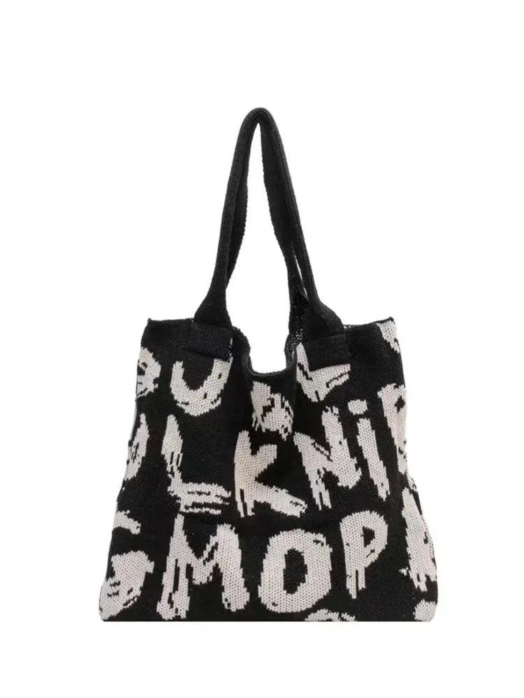 Knitting handbags for women letter designer handbag handheld bags large capacity underarms for bolsas para mujeres