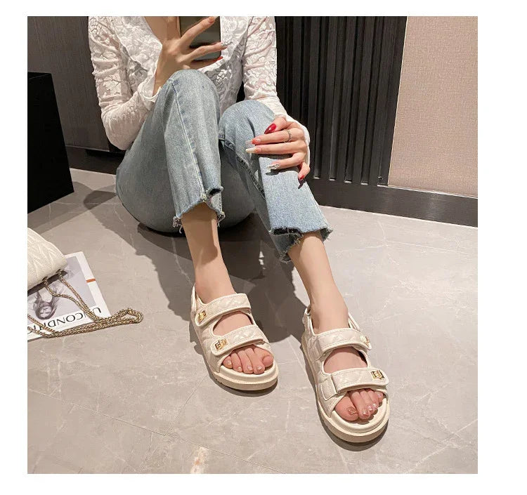 High Quality Platform Sandals Women Wide Strap Platform Open Toe Sandals for Women Female Flat Sandal Summer Ladies Shoes