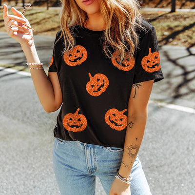 Solid Color Casual T-shirt Women's All-match Short-sleeved Pullover