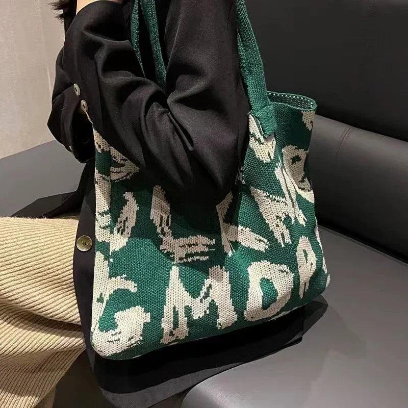 Knitting handbags for women letter designer handbag handheld bags large capacity underarms for bolsas para mujeres