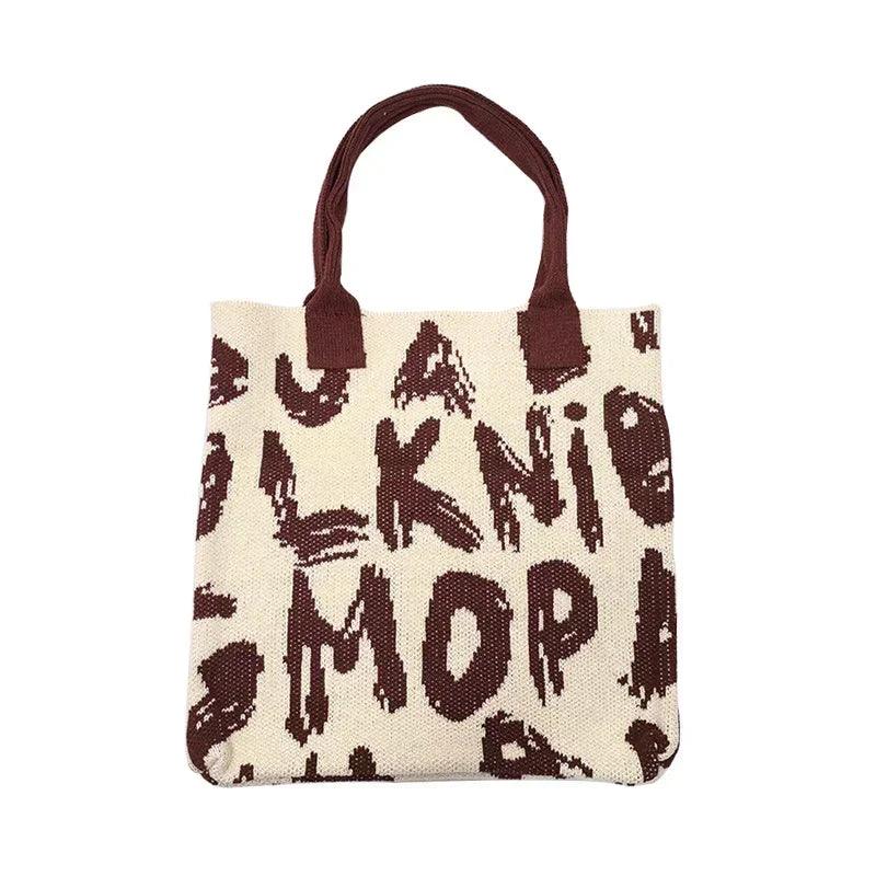Knitting handbags for women letter designer handbag handheld bags large capacity underarms for bolsas para mujeres