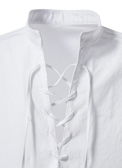 Happyjeffery Mens Cotton Linen Shirt Henry Collar with Drawstring Men Man Long Sleeve Beach Shirts Man Designer Cloth LS51