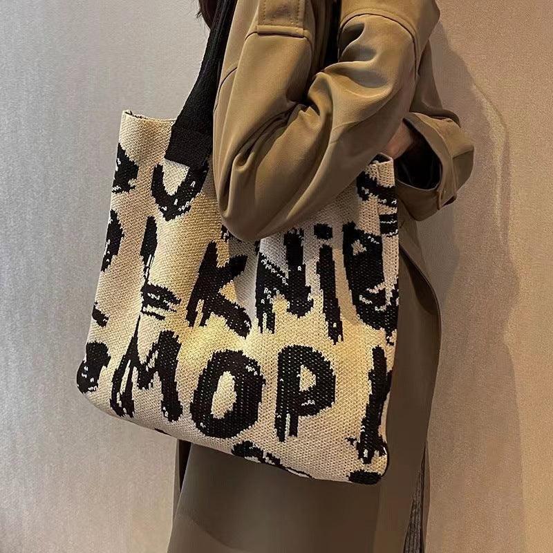 Knitting handbags for women letter designer handbag handheld bags large capacity underarms for bolsas para mujeres