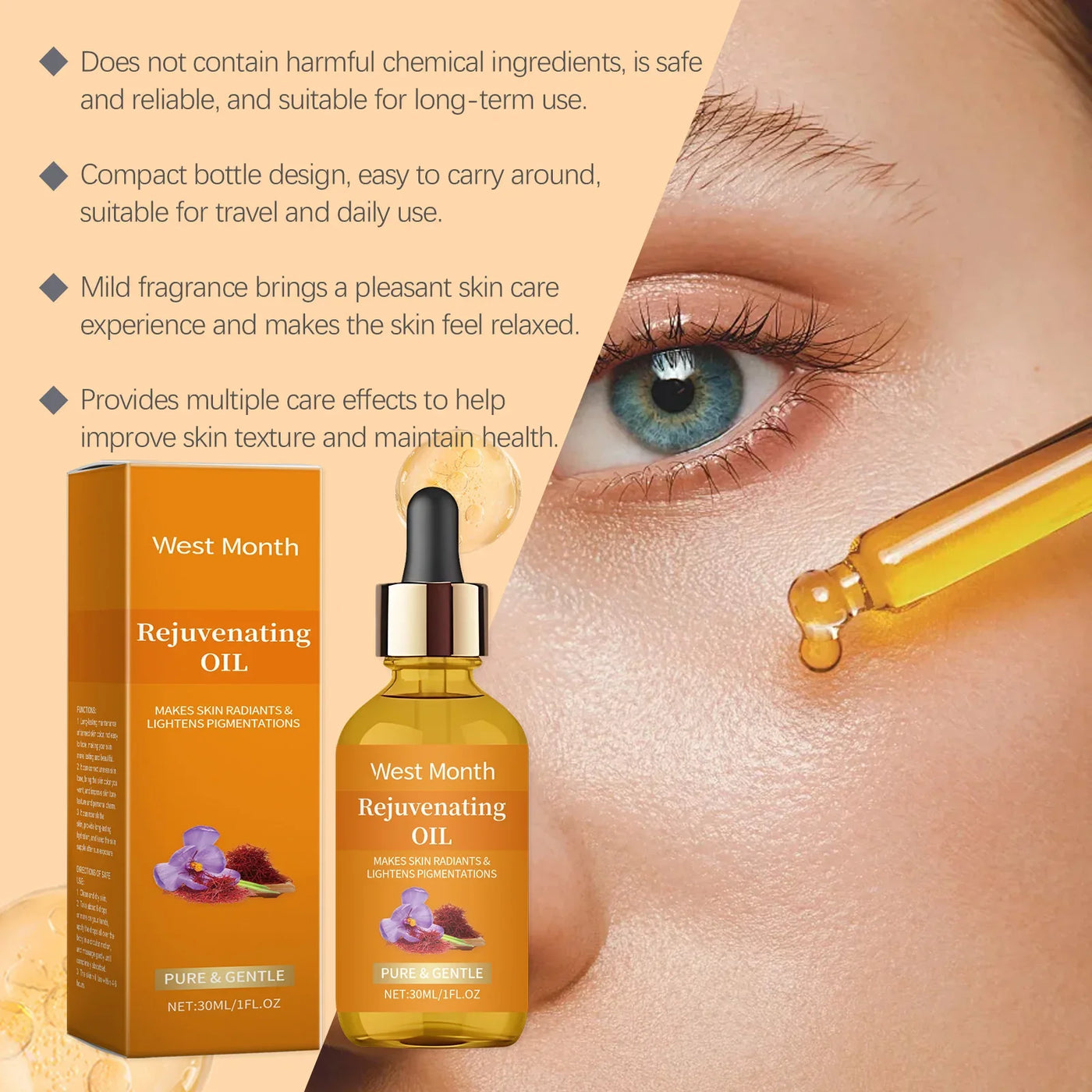 Saffron Serum Anti Wrinkle Lifting Firm Moisturize Smooth Soften Increasing Skin Elasticity Prevent Dryness Facial Essential Oil