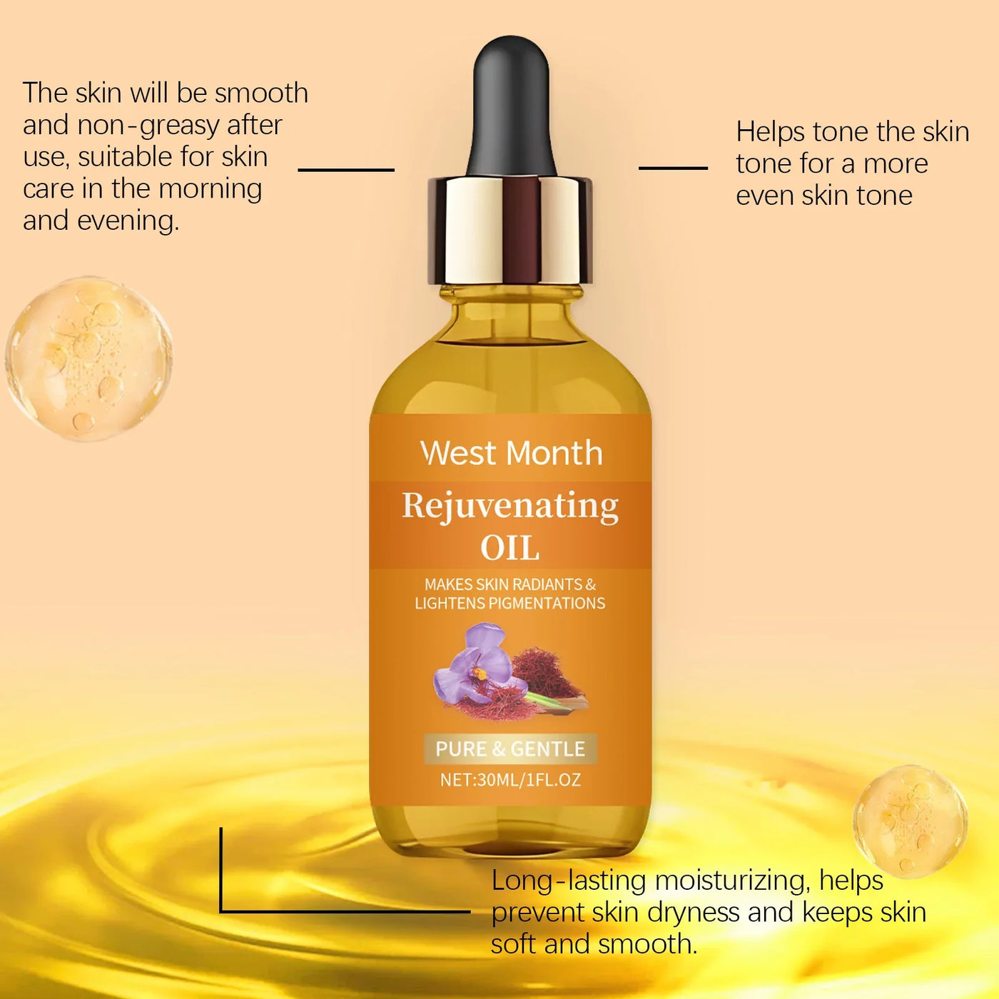 Saffron Serum Anti Wrinkle Lifting Firm Moisturize Smooth Soften Increasing Skin Elasticity Prevent Dryness Facial Essential Oil