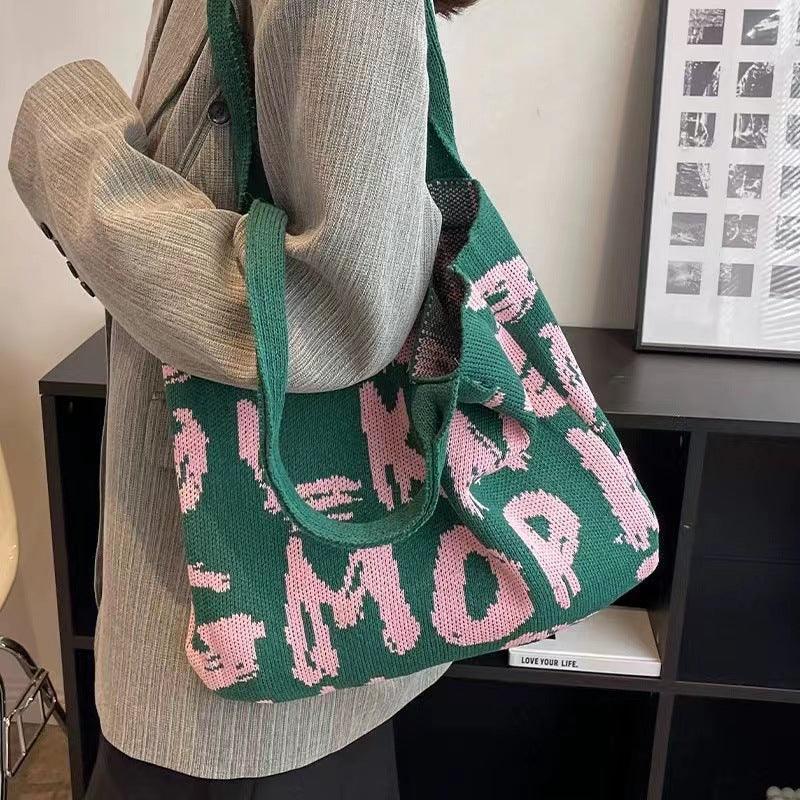 Knitting handbags for women letter designer handbag handheld bags large capacity underarms for bolsas para mujeres