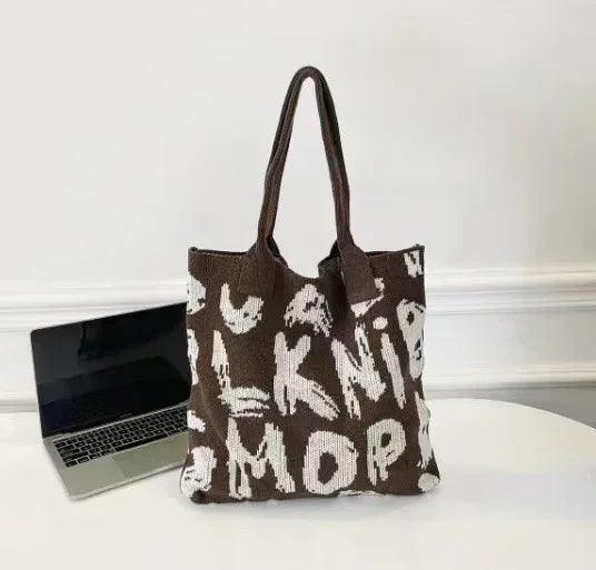 Knitting handbags for women letter designer handbag handheld bags large capacity underarms for bolsas para mujeres