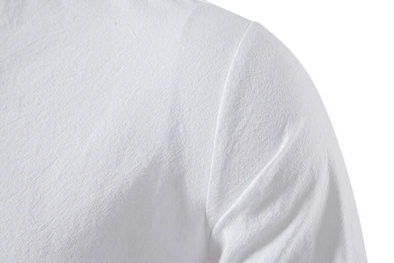 Happyjeffery Mens Cotton Linen Shirt Henry Collar with Drawstring Men Man Long Sleeve Beach Shirts Man Designer Cloth LS51