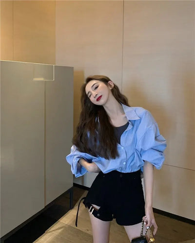 American style high street washed distressed high waisted slightly flared jeans for men and women, trendy brand, cool pants for