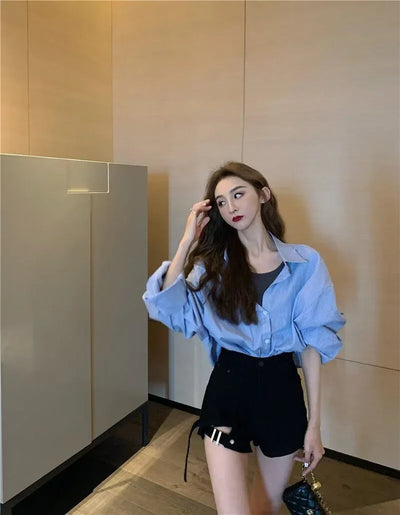 American style high street washed distressed high waisted slightly flared jeans for men and women, trendy brand, cool pants for