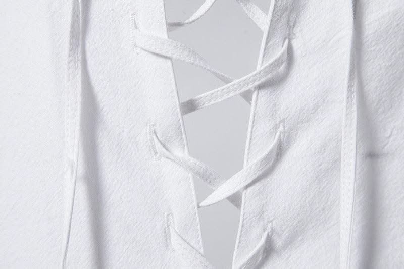 Happyjeffery Mens Cotton Linen Shirt Henry Collar with Drawstring Men Man Long Sleeve Beach Shirts Man Designer Cloth LS51