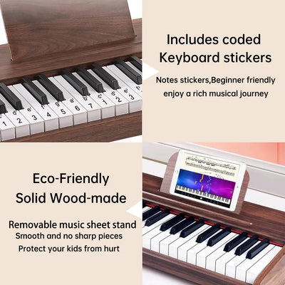 37 Keys Digital Piano for Kids and Adults 2.2CM Piano Key with Mic and Earphones Jacks Music Educational Instrument Wood Piano
