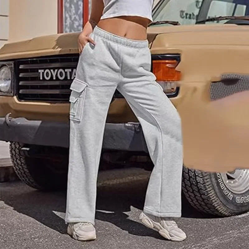 Womens Cargo Pants Sweatpants Women High Waisted Sweatpants Jogging Baggy Pants Slacks Multi Pockets 2025