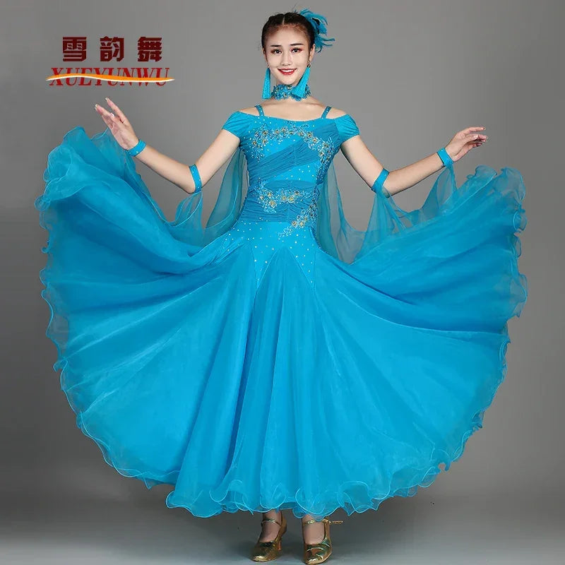 2025 Newest Woman Ballroom Dance Competition Dress Dance Ballroom Waltz Standard Dance Dress Women Ballroom Dress 009