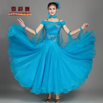 2025 Newest Woman Ballroom Dance Competition Dress Dance Ballroom Waltz Standard Dance Dress Women Ballroom Dress 009