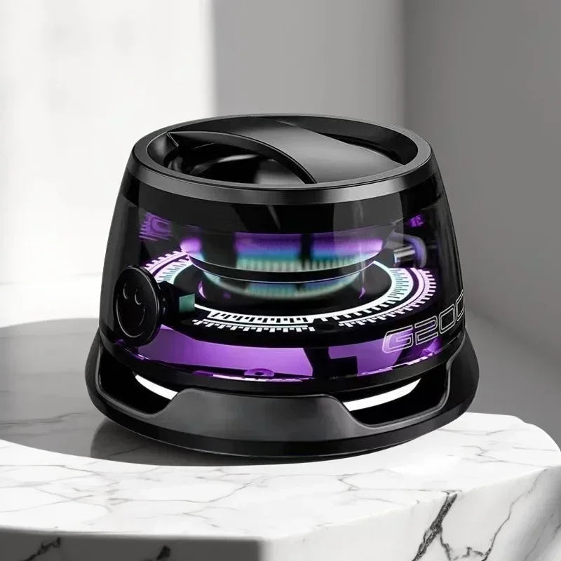 Bluetooth speaker with multiple RGB color lights and magnetic phone holder, suitable for showerrooms, bicycles, cars, and outdoo