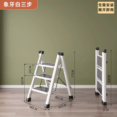 3 Step Folding MultiFunctional Ladder Household Folding and Retractable Zigzag Ladder Indoor Climbing Ladder Thickened Staircase