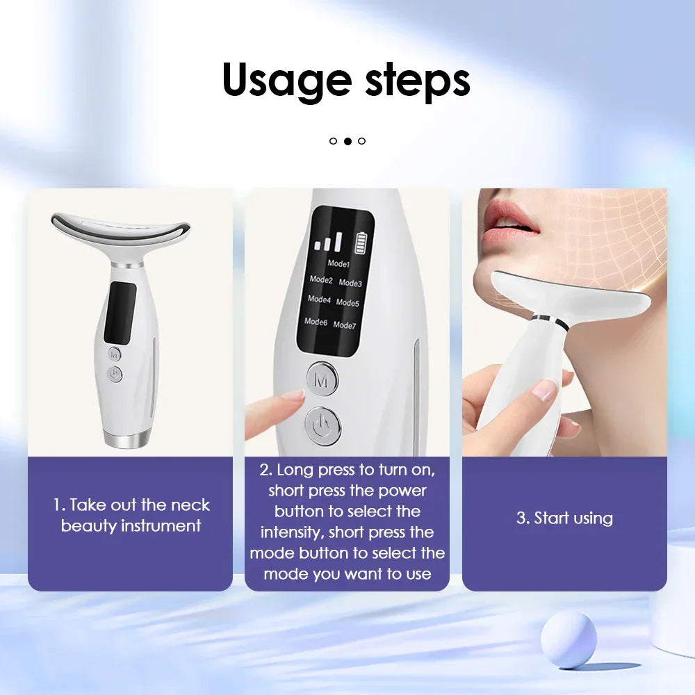 Electric Neck Lifting Beauty Device 7 Modes Facial Massager LED Lights Vibration Face Massage Double Chin Neck Lifting Massagers