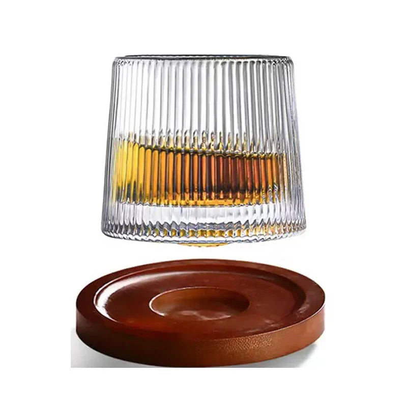 Creative Whiskey Glasses Durable Spinning Glassware Cocktails Wine Brandy Cup Water Juice Tea Mug Party Drinking Glass Tumbler