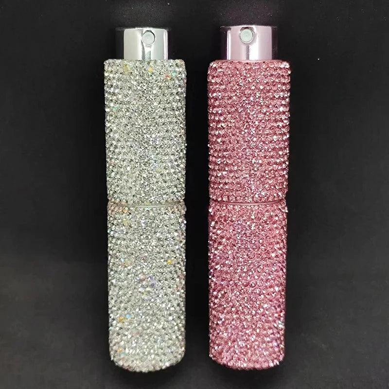 Luxury 10ml perfume spray bottle bling rhinestones refillable atomizer empty travel cosmetic essential container