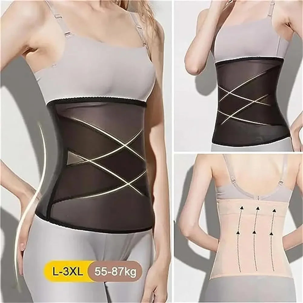 Invisible Waist Shaping High Elastic Cross Mesh Girdle Breathable for Women Light Slow Pressure Strap Reductive Slimming Belt