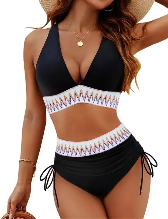 Swim Mod Women Fashion Solid Yellow Ruched Sexy Bikini Set, Summer Beach Wear