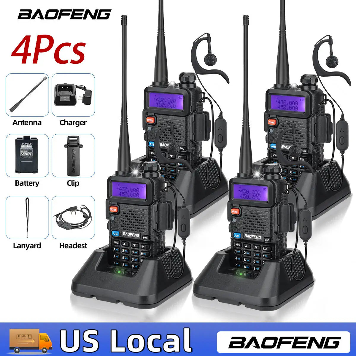 2PCS BAOFENG UV-5R Walkie Talkie Dual Band VHF UHF Two Way Radio Long Range 128CH VOX Handheld Transceiver UV5R UV 5R Ham Radio
