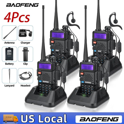 2PCS BAOFENG UV-5R Walkie Talkie Dual Band VHF UHF Two Way Radio Long Range 128CH VOX Handheld Transceiver UV5R UV 5R Ham Radio