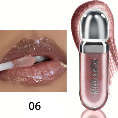 Beauty Moisturizing Lip Gloss with Shimmer - Hydrating Liquid Lip Shine Oil for Adult, Nourishing 3D Effect, Long-Lasting