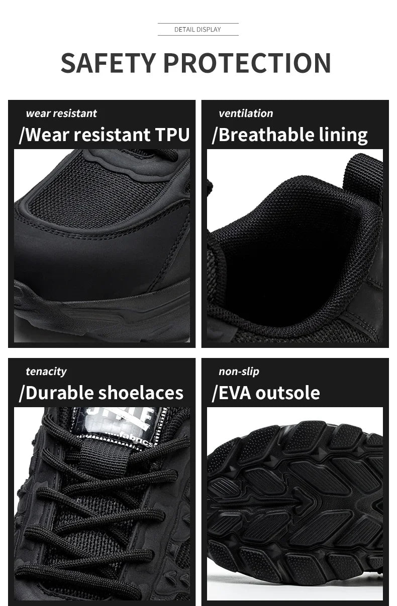 Work Safety Shoes For Men Lightweight Protective Work Sneakers Lightweight Men Shoes Breathable Shoes Anti-Puncture Work Shoe