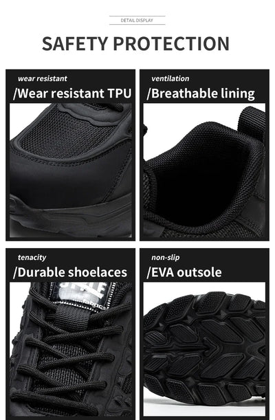 Work Safety Shoes For Men Lightweight Protective Work Sneakers Lightweight Men Shoes Breathable Shoes Anti-Puncture Work Shoe