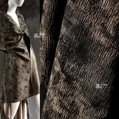 Moss Three-dimensional Folds Irregular Texture Stir Fried Fabric Meilad New Chinese Style Vintage Clothing Designer Fabric