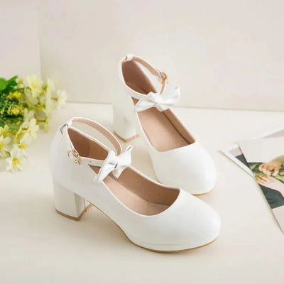 Girl's Fashion Bow Thick Heel Shallow High Heel Shoes |  Platform Pumps For Party, Wedding 30-43 | Kids, Children Fashion