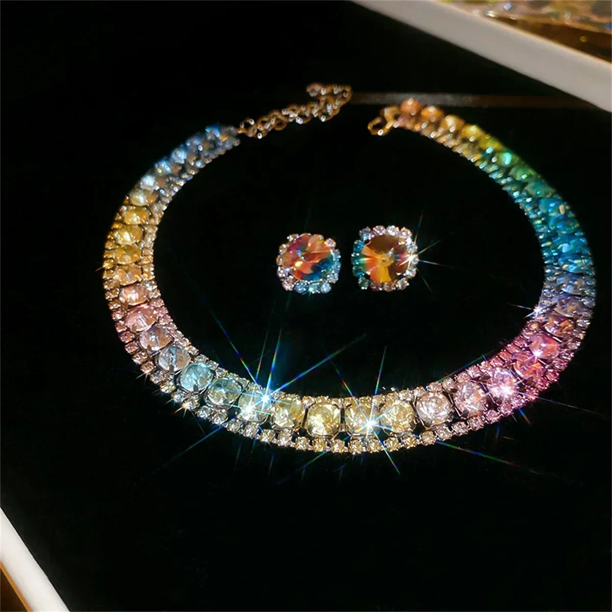 Luxury crystal necklace earrings set