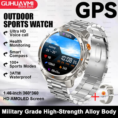 2025New Smart Watch For Men 1.46'' 360*360 HD AMOLED Color Display Voice Call Compass LED Sports Fitness Waterproof Watch Ladies