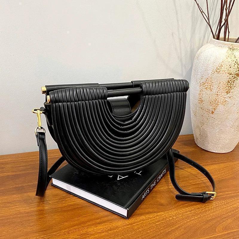 Handbags for women 2025 new gold luxury designer brand handwoven noodle bags rope knotted pulled half moon silver