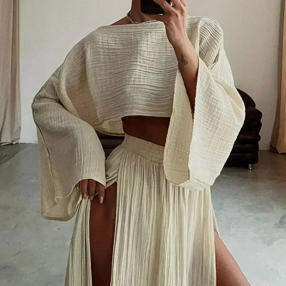 2 pcs/set women crop top ski rt set