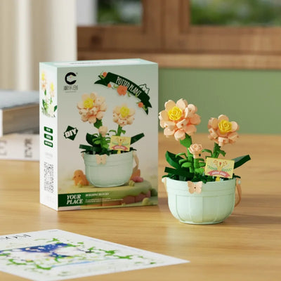 Christmas Gift Building Blocks - Creative Floral Basket Building, Fun Educational DIY Puzzle Toys