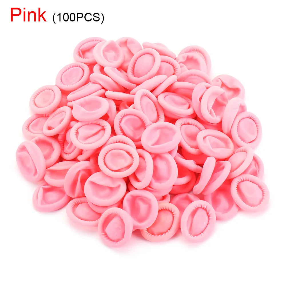 100PCS Disposable Finger Cover Natural Rubber Gloves Non-slip Anti-static Latex Finger Cots Nail Tool Fingertips Protector Glove
