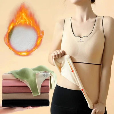 Thermal Underwear Velvet Vest Winter Women’s Solid Bottom with Chest Pad Camisole Slim Warm Sling Vest Female Thermal Underwear