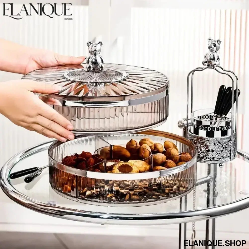 Snack Fruit Divided Plate Box Serving Tray Rack with Lid Candy Platter Compartment Storage Food Nut Dried Snacks Plastic Dish