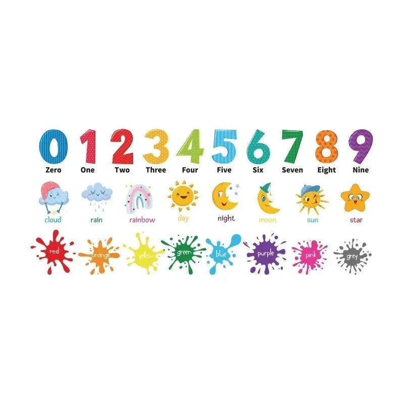 Home decor for living room bedroom early education number english color wall decal animal sticker