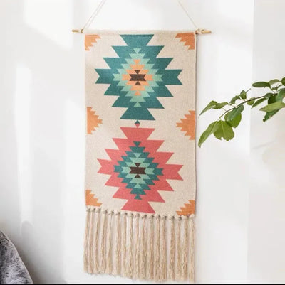 Home decoration Bohemian Tapestry Wall decor aesthetic room Tassel Macrame Hanging Art geometric Woven Cotton Handmade Linen for