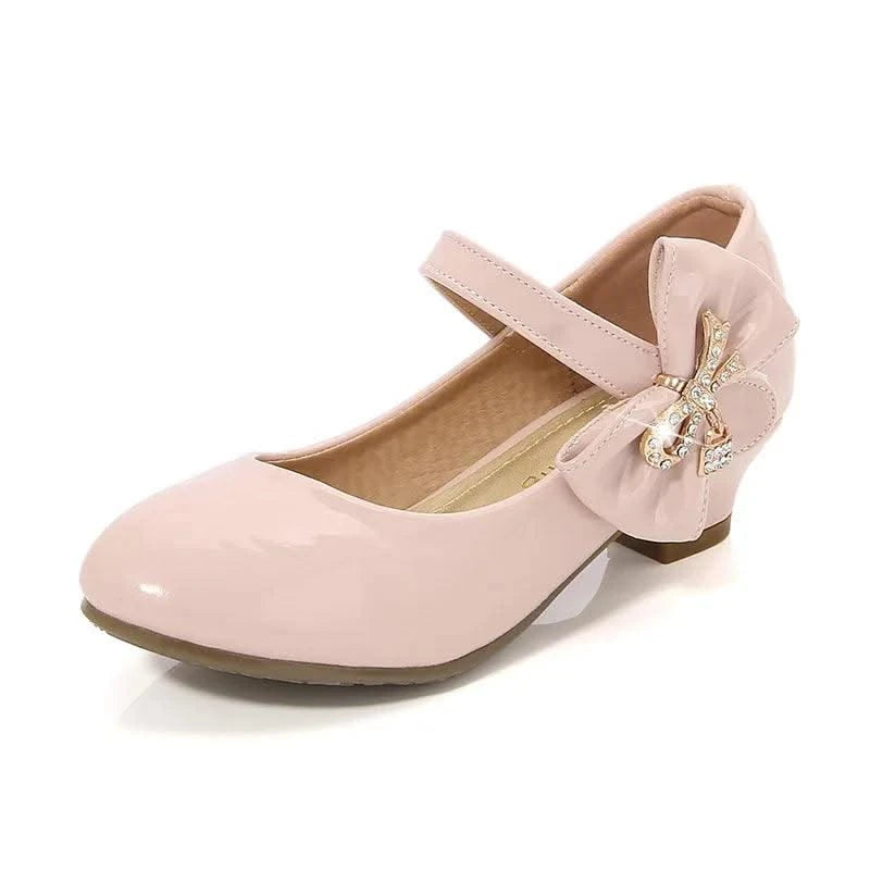 Children's Leather High Heels Shoes | Casual Soft Bottom Footwear Kids