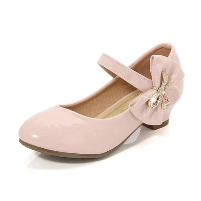Children's Leather High Heels Shoes | Casual Soft Bottom Footwear Kids