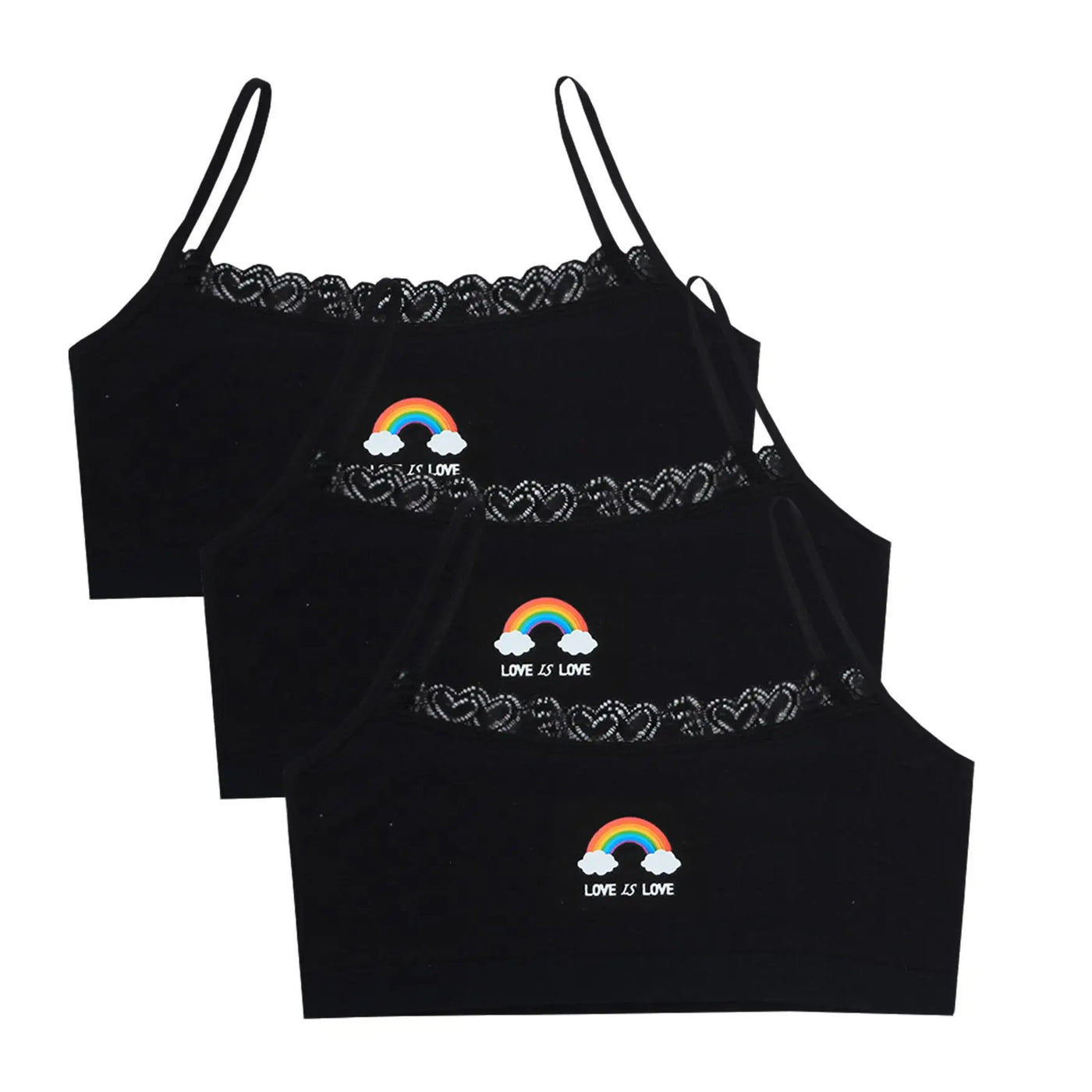 3PCS Teenage Girls Small Training Bras Cute Kids Rainbow Printed Sports Vest Bra Students Children Brassiere Underwear Tube Tops