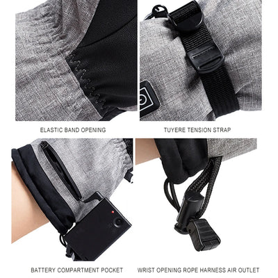 Electric Heated Gloves Rechargeable Waterproof Thermal Gloves Winter Ski Motorcycle Gloves Hand Warmers Electric Heated Equipmen
