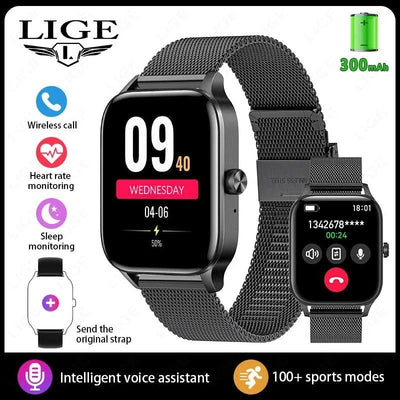 LIGE Fashion Smart Watch Women 1.85” HD Screen Custom Watch Face Women’s Health Monitor Watch Bluetooth Call Sports Smartwatches