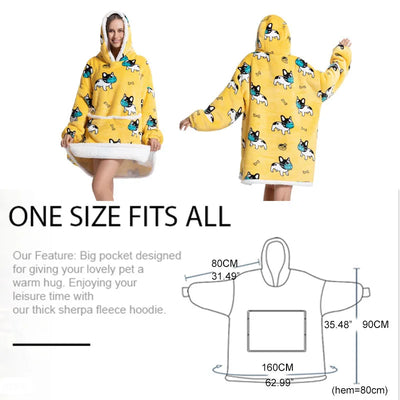 Blanket Hoodie Sherpa Fleece Oversized Wearable Blanket Warm Thick Big Hooded Sweatshirt Blanket for Women Adults Men Teens